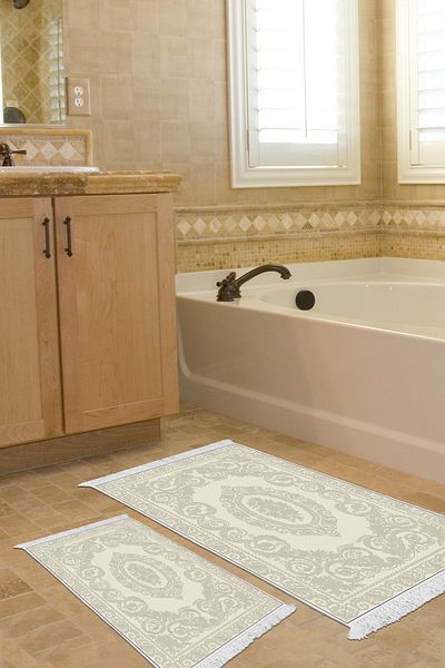 Alanur Home Eko Trend Djt 2 Pack Πλενόμενη αντιολισθητική βάση μπάνιου 747 Classic Cream (60 X 100 - 50 X 60)