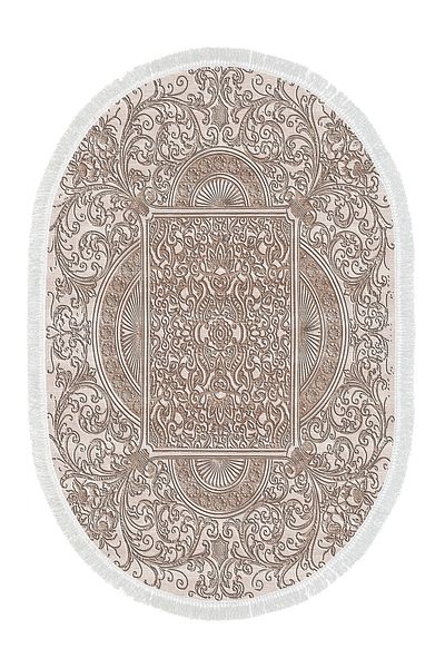Alanur Home Eko Trend Djt 2 Pack Πλενόμενη Βάση Οβάλ Χαλάκι Μπάνιου 1488 Μοντέρνο Καφέ (60 X 100 - 50 X 60)
