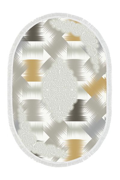 Alanur Home Eko Trend Djt 2 Pack Πλενόμενη αντιολισθητική βάση Οβάλ Χαλάκι μπάνιου S1030 Μοντέρνα Κρέμα (50 X 80 - 40 X 50)
