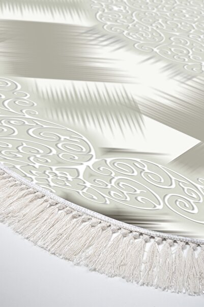 Alanur Home Eco Trend Djt 2 Piece Washable Non-Slip Base Oval Bathroom Mat S1030 Modern Cream (50 X 80 - 40 X 50)