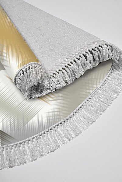 Alanur Home Eco Trend Djt 2 Piece Washable Non-Slip Base Oval Bathroom Mat S1030 Modern Cream (50 X 80 - 40 X 50)