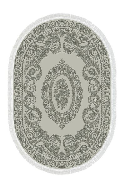 Alanur Home Eko Trend Djt 2 Pack Πλενόμενη αντιολισθητική βάση Οβάλ Χαλάκι μπάνιου 747 Classic Grey (50 X 80 - 40 X 50)