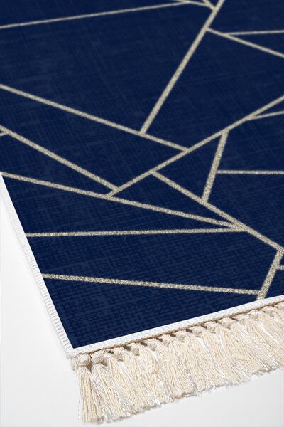 Alanur Home Eko Trend Djt 2 Прати можна Нековзна основа Килимок для ванної кімнати 717 Сучасний Синій (60 X 100 - 50 X 60)