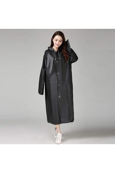 Dream Plus Unisex Waterproof Eva Fabric Raincoat Black Black