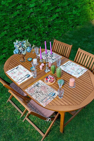 Realhomes Set de 4 bucăți cu design de trandafir roz moale