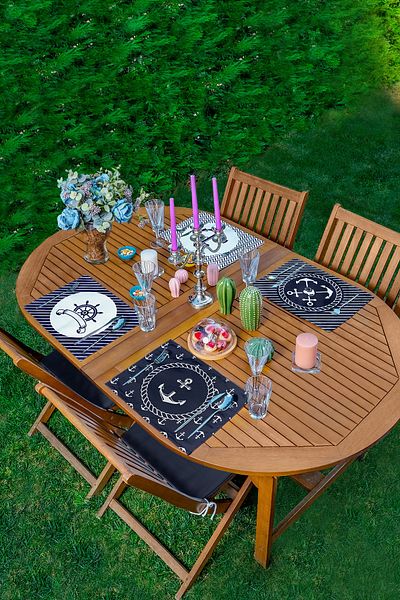 Realhomes 4-Piece Dark Blue Anchor Motif American Service Set