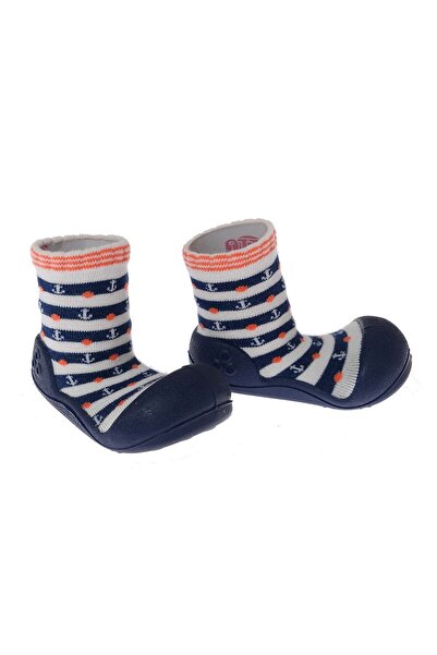 Attipas Unisex Bebek Lacivert Beyaz Çizgili Çorap