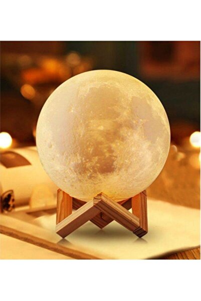 Techno phone Dekoratif 3D Ay Görünümlü Gece Lambası Moonlight ve Stand 15 cm