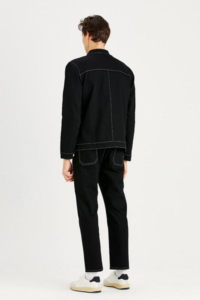 IAMNOTBASIC Men's Black Contrast Stitched Gabardine Jack Trousers