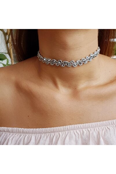 Handmade By HLY Kristal Taşlı Choker Tasma Kolye 1068