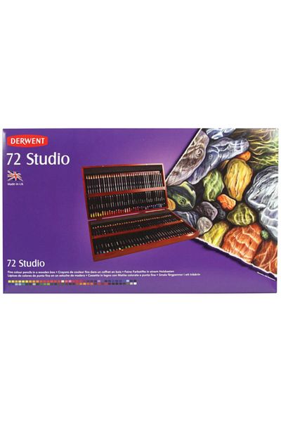 Derwent Studio Pencils Wooden Box of 72 Crayons