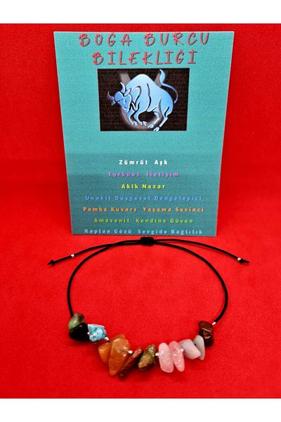 GÜMÜŞTEL EL SANATLARI Certified Taurus Bracelet Natural Stone