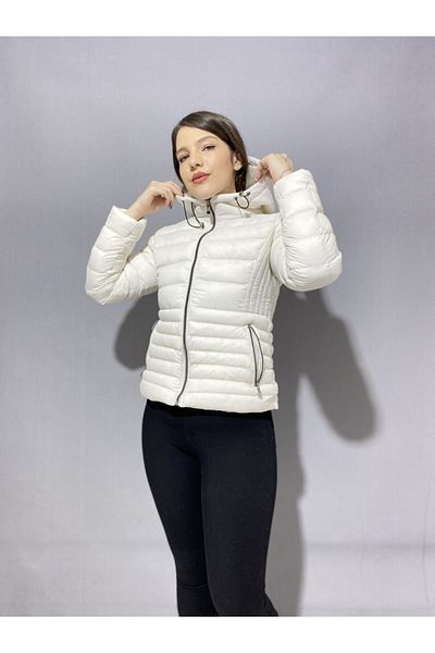PIQUE Women's Hooded Ecru Puffer Jacket