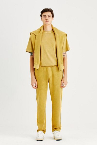 IAMNOTBASIC Men's Mustard Soft Buttoned Pole Sweatpants
