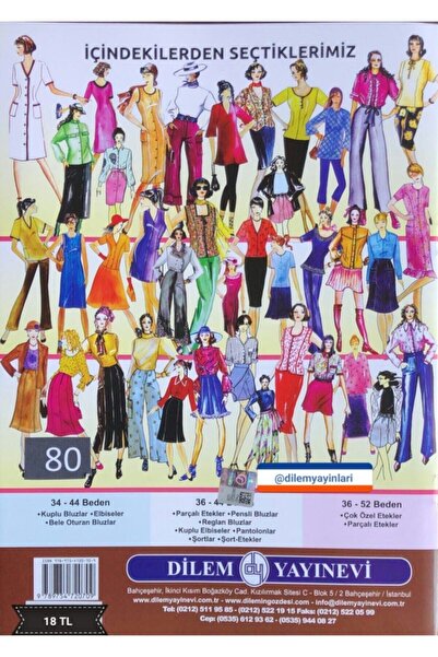 Dilem Yayınları Güler Erkan Yeni Herçeşit Provasız Giyim Kalıpları No:80