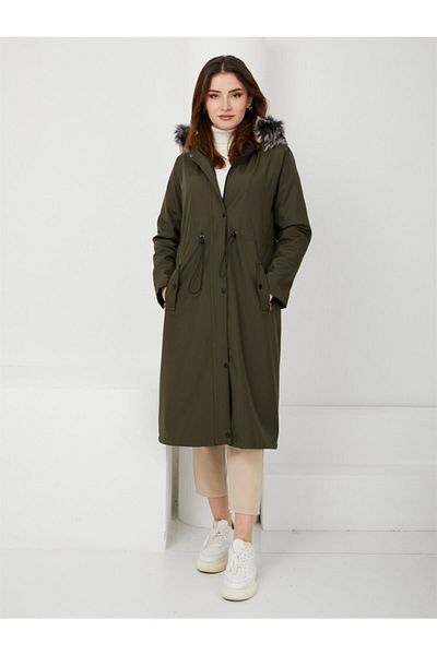 Olcay Plus Size Winterjacket - Khaki - Puffer