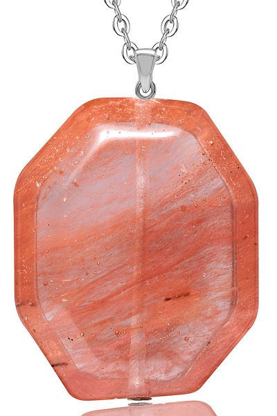 Tesbih Atölyesi Pink Rose Quartz Stone - Certified and Veined Necklace