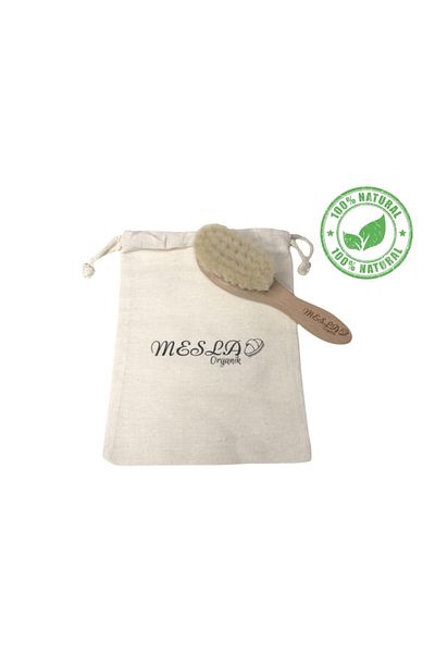 Mesla Organik 100% Natural Goat Hair Soft Natural Baby Comb - Midi Size