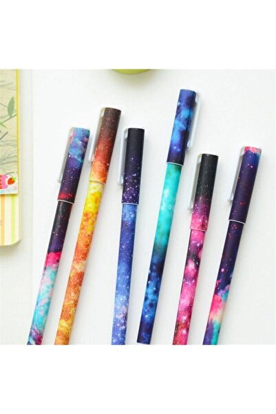 Adil Baba مجموعة أقلام جل بتصميم جالاكسي مكونة من 6 قطع