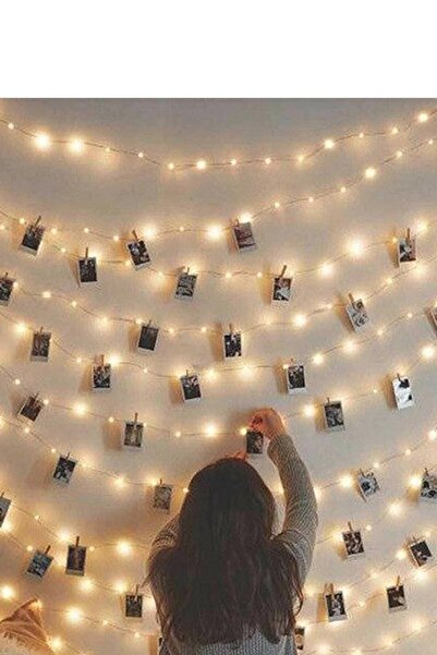 Techno phone Peri Led Işık 10 Metre (Sarı) + 50 Adet Mavi Küçük Mandal