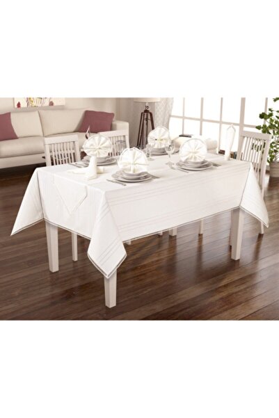 safir home collection طقم طاولة طعام أنيق ذو أربطة رفيعة مكون من 12 شخصًا بال...