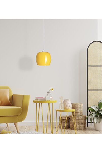 Vogue Eva Aydınlatma Modern Cam Sarkıt Sarı Renk Tekli Avize 18x18x16 Cm