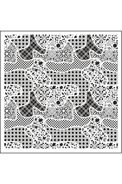 STENCİLTASARIM Stencil Tasarım Hd240 Puzzle Desen Boyama Şablonu - Dekoratif Duvar Ve Eşya Boyama Şablonları