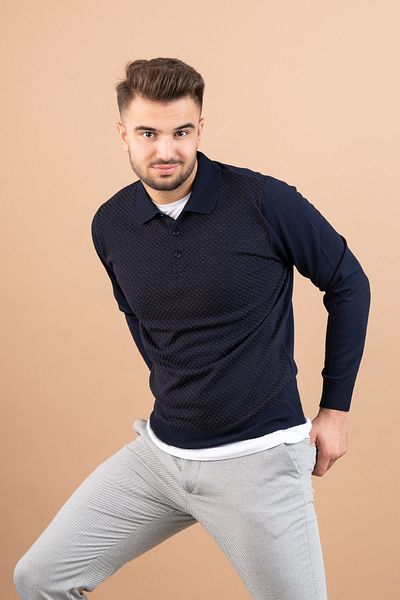 Sarar Ccs Polo Collar Patterned Buttoned Knitwear Sweater