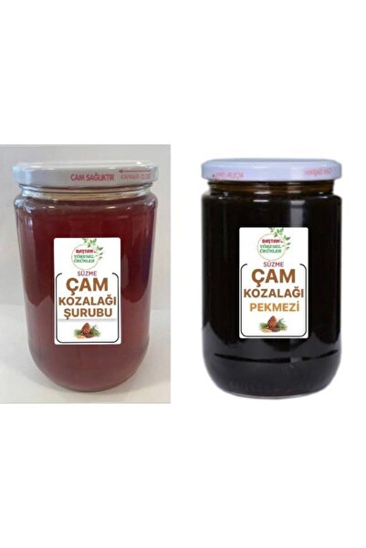Baştan Yöresel Çam Kozalağı Pekmezi Ve Şurubu 2li Paket (ÇAM ÇIRALI)