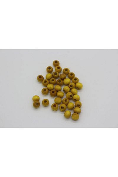 Hobimos 10mm Yellow Colored Wooden Beads - 10 Mm Yellow Wooden Beads 20 Pieces