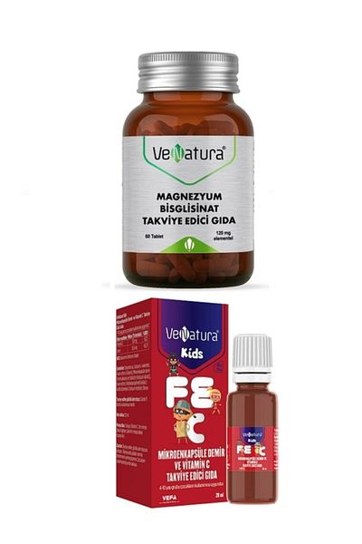 VeNatura Magnesium Bisglicinate 60 Tablets + Iron and Vitamin C with Microencapsule 20 ml