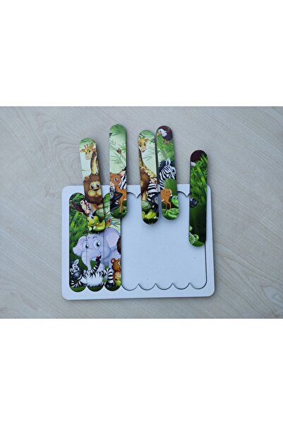 BEMİ Bemi Ahşap Renkli Orman Hayvanları Eğtici Puzzle-yapboz Çocuk Ve Aile Oyunu