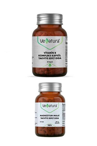 VeNatura Vitamin B Kompleks Kapsül Takviye Edici Gıda 30 Kapsül + Magnezyum Malat 60 Tablet
