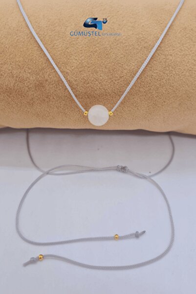 GÜMÜŞTEL EL SANATLARI قلادة من حجر السيلينيت المعتمد قابلة للتعديل من الحجر ا...