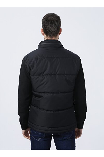 ALTINYILDIZ CLASSICS Чорний пальто стандартного крою з візерунком - високий комір