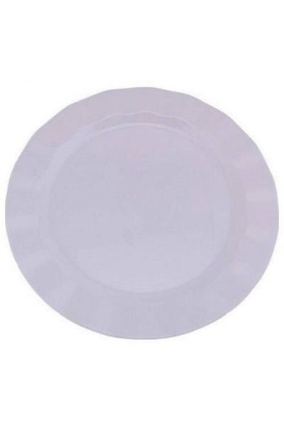İpek Böceği Party White Color Luxury Plastic Mica Round Plate 26 cm 6 Pieces