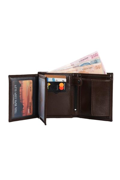 Walle's Polo Men's Model Sports Classic Brown Coin Compartment Two Compartment Wallet