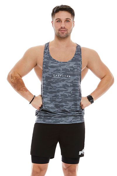 ShapeYou Dark Gray Camouflage Men's Fitness Athlete Undershirt