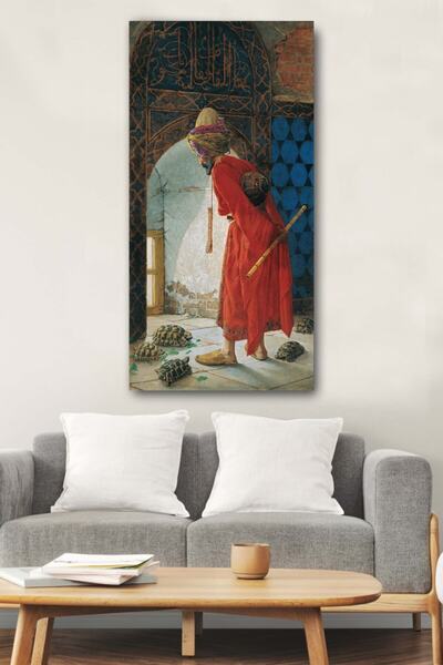 Sanat Tablo Kaplumbağa Terbiyecisi - Osman Hamdi Bey Dekoratif Kanvas Duvar Tablosu Ev Ofis Hediyelik Tablo