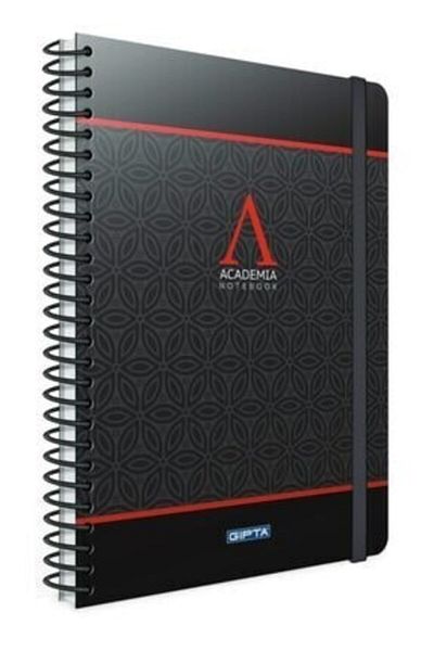 Gıpta Academia Spiral Black Red Hard Cover 120 Sheets 17x24 Lined Notebook