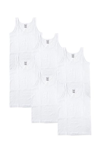 Tutku Tricou bărbătesc din bumbac cu nervuri albe pentru copii, 4 piese
