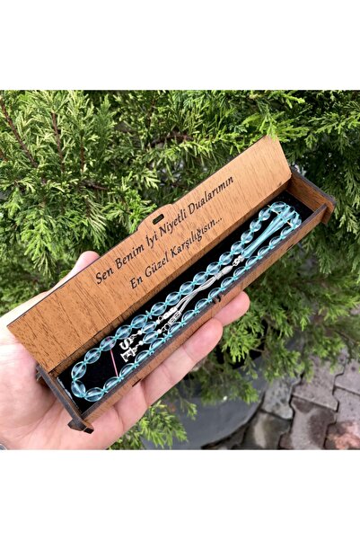 KANUNİ TESBİH Rozariu pentru iubitor Cutie de orz Rozariu cu ciucuri cu litere verde apa