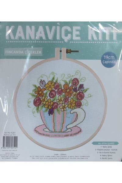 BALIM ÖRGÜ EVİ Kit Cruce Vârfă Flori într-o Cană 19 Cm Roz