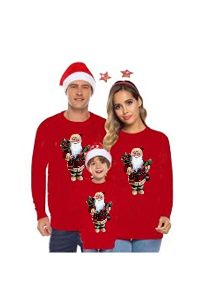 HediyeMania Πρωτοχρονιάτικο οικογενειακό σετ μπλουζών από βαμβακερό λεπτό πολ...