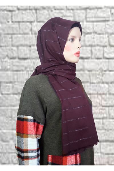Modakaşmir Fashion Cashmere Striped Glitter Shawl