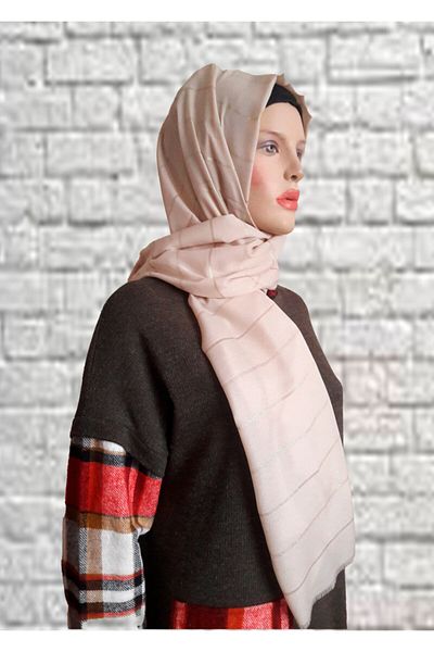 Modakaşmir Fashion Cashmere Striped Glitter Shawl