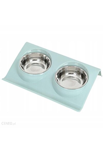 Mixpet Ikili Renkli Mama Ve Su Kabı Çelik Kaseli Yeşil 37.5x24x7.5