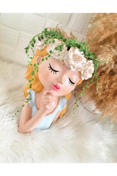SÜSLÜMÜ SÜSLÜ Çiçekli Kız Büst Saksı 27x16 Cm