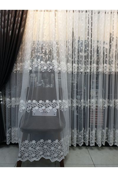 lüks House Luxury Tulle Curtain Embroidered Greek Skirt D:9Normal Pile 1 E2.5