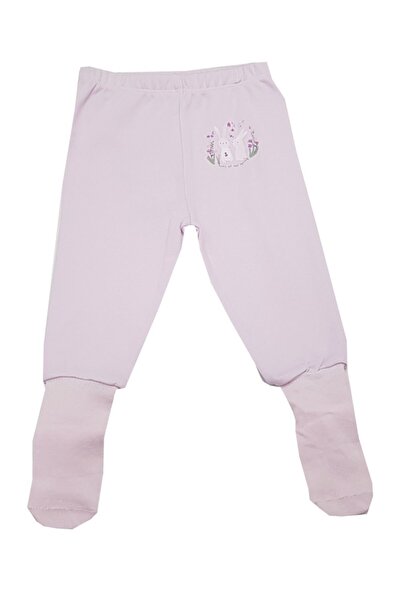 feyzamavm Unisex Naturel Kız Bebek Çocuk Pembe Kendinden Çoraplı Tek Alt